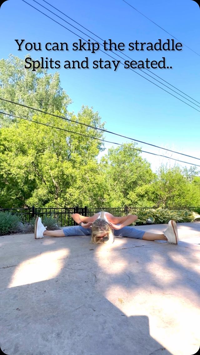 Instagram post by @lightfulyogini2.0 for Ellie. Caption reads: Mobility challenge!! .
.
you can skip the straddle....