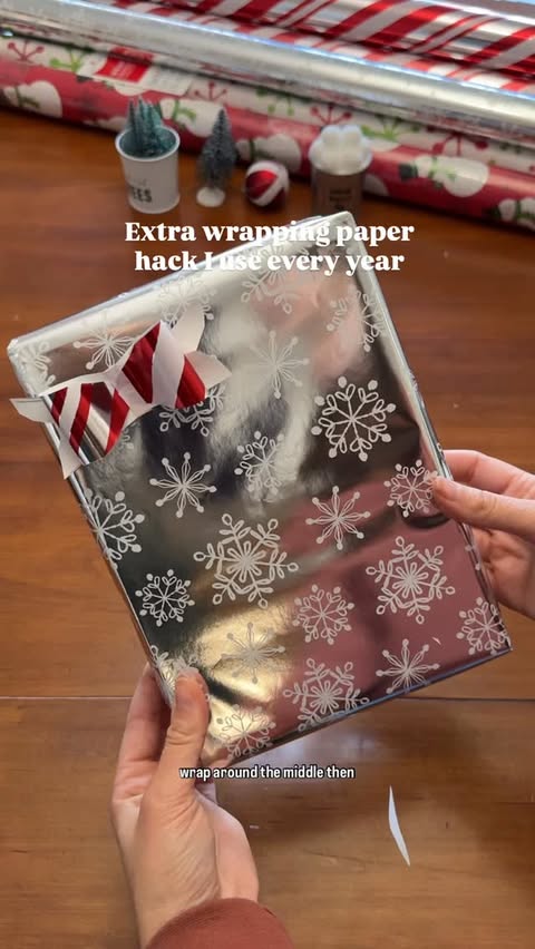 Instagram post by @celenakinsey for American Greetings. Caption reads: Follow along as I share wrapping paper hacks, gift....