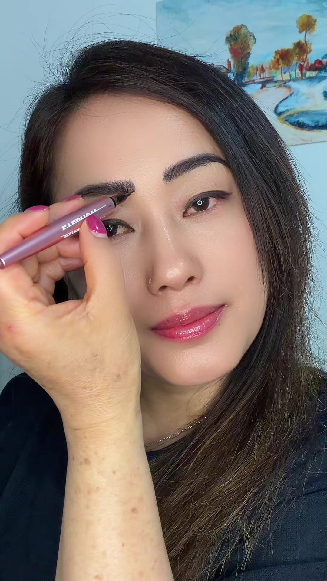 TikTok post by @sarulimbu135 for Page Vine. Caption reads: Waterproof Micro-Fork Eyebrow Pencil, Long-Lasting....