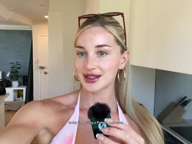 Instagram post by @lily_bowman for Beginning Boutique. Caption reads: Shout out to Pamela Anderson for the inspo 🌸💗.