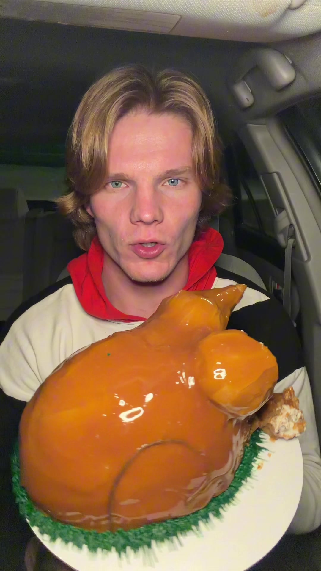 TikTok post by @ianjackedeats for Baskin-Robbins. Caption reads: Eating The @BaskinRobbinsUS Ice Cream Turkey Cake....