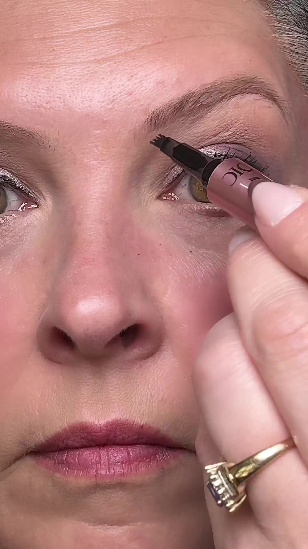 TikTok post by @robinknepshield for Page Vine. Caption reads: 4 tip fork eyebrow pen for that microblading....