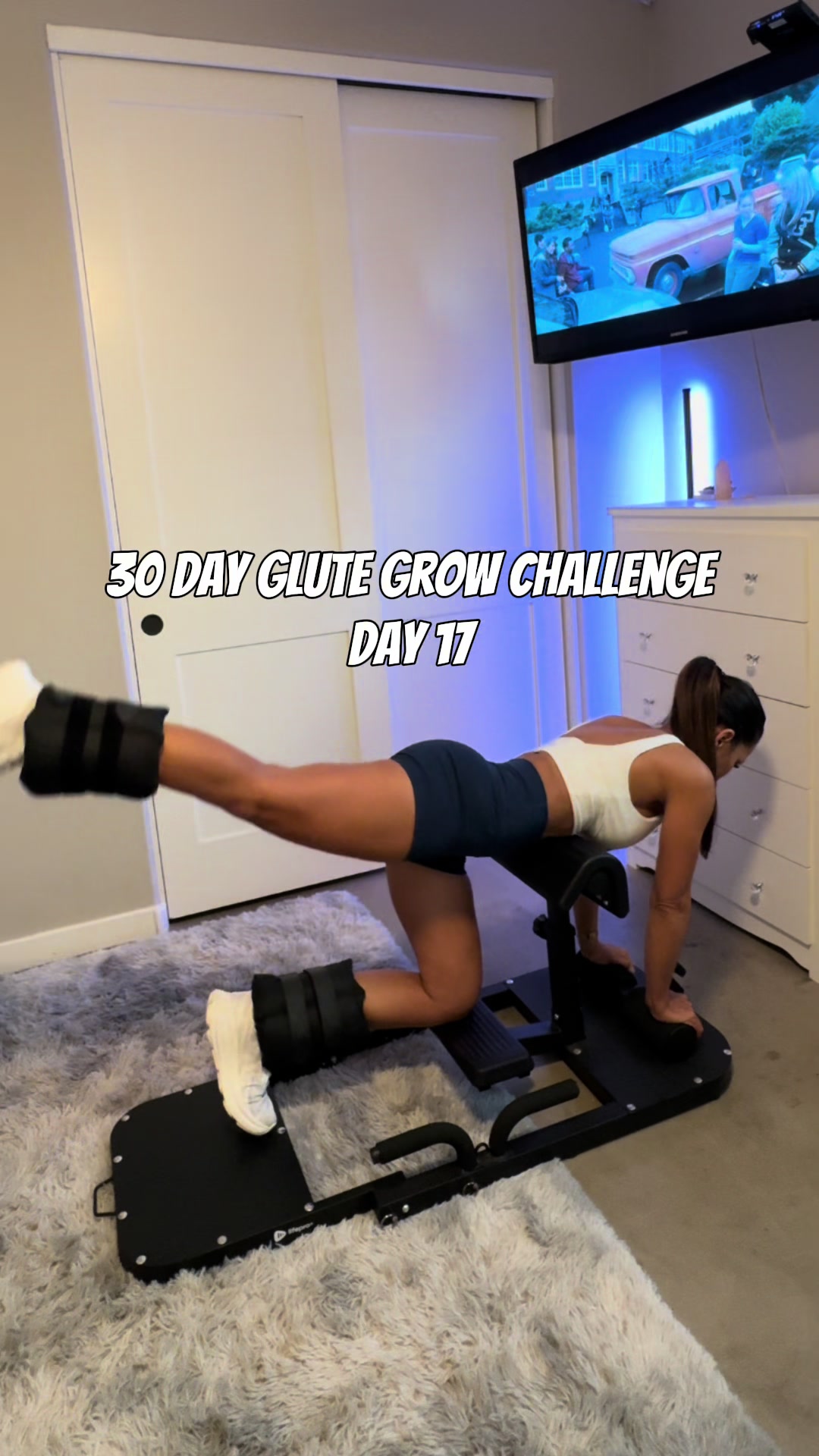 TikTok post by @mock2pac for Lifepro Fitness. Caption reads: 🍑gains @lifepro #glutes#🍑 #homeworkout #homegym.