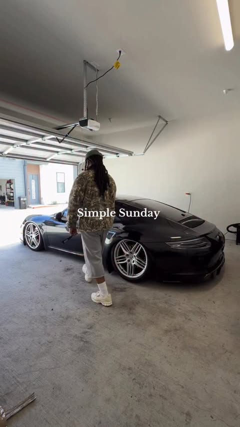 Instagram post by @premiobin for Porsche USA. Caption reads: Nothing better than a calm lil Sunday, with a calm....