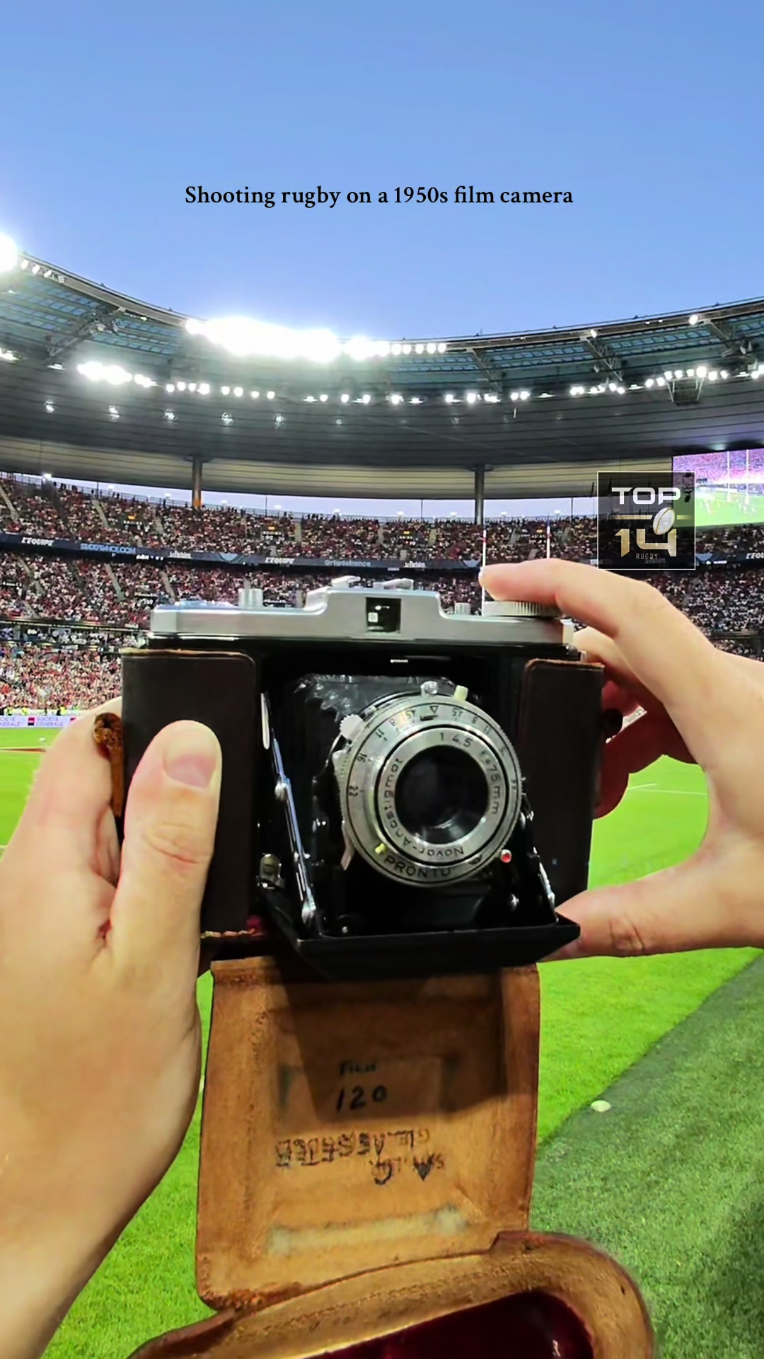 TikTok post by @expiredfilmclub for Tissot USA. Caption reads: Rugby, captured on a 1950s film camera 🏉🎞️ do....