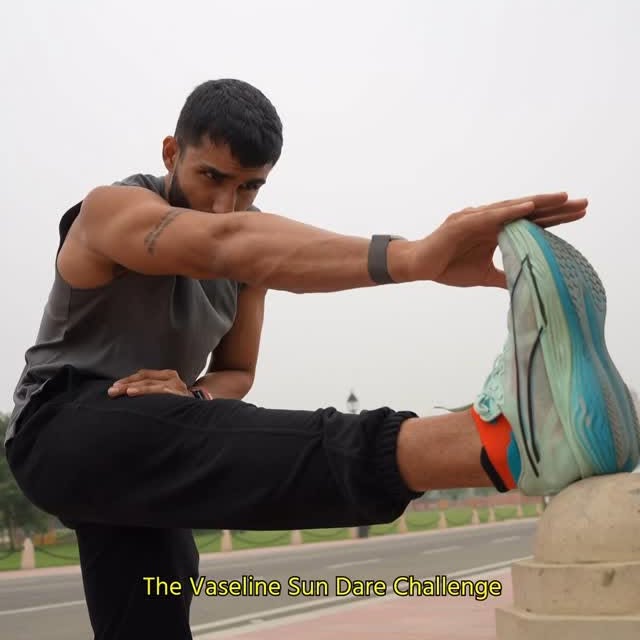 Instagram post by @anmolraina13 for Vaseline. Caption reads: Got paid to run from India Gate to Rashtrapati....