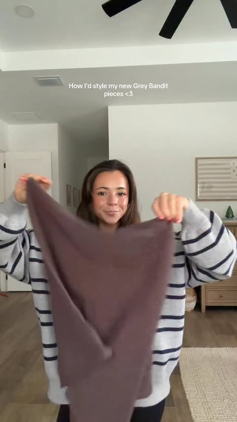 Instagram post by @ana.stowell for greybandit. Caption reads: Love my new @greybandit pieces🤍🎄✨ Use code....