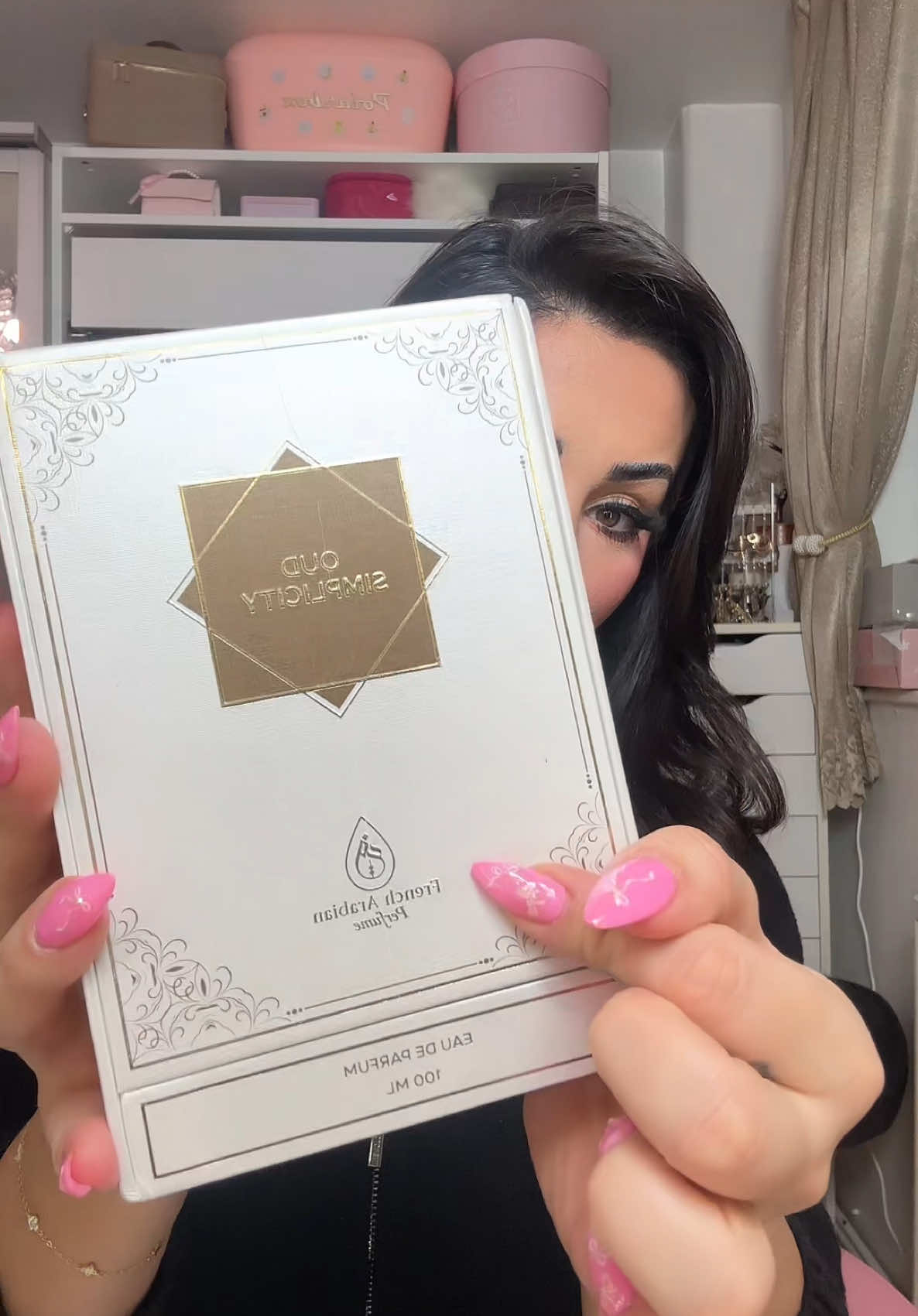 TikTok post by @zhilabeauty for French Arabian Perfumes. Caption reads: Unveil the art of elegance with Oud Simplicity by....