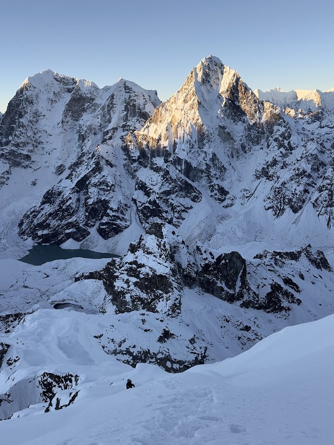 Instagram post by @sofisaphier for adidas TERREX. Caption reads: Lobuche Peak East (6119m) 🏔️ - One push from....