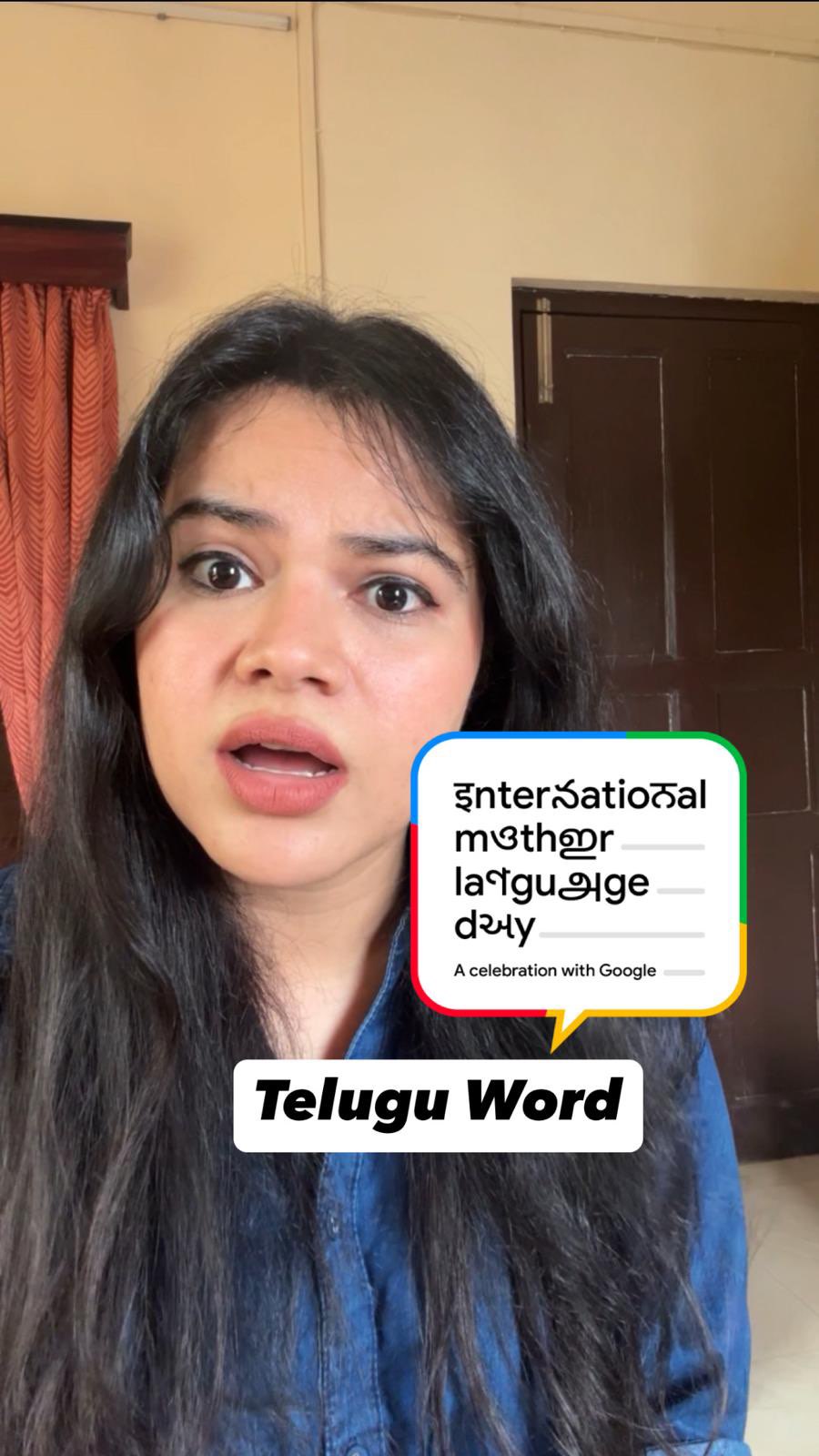 Instagram post by @bhashawithabhilasha for Google India. Caption reads: Endless situations, One Word-Cha! The universal....