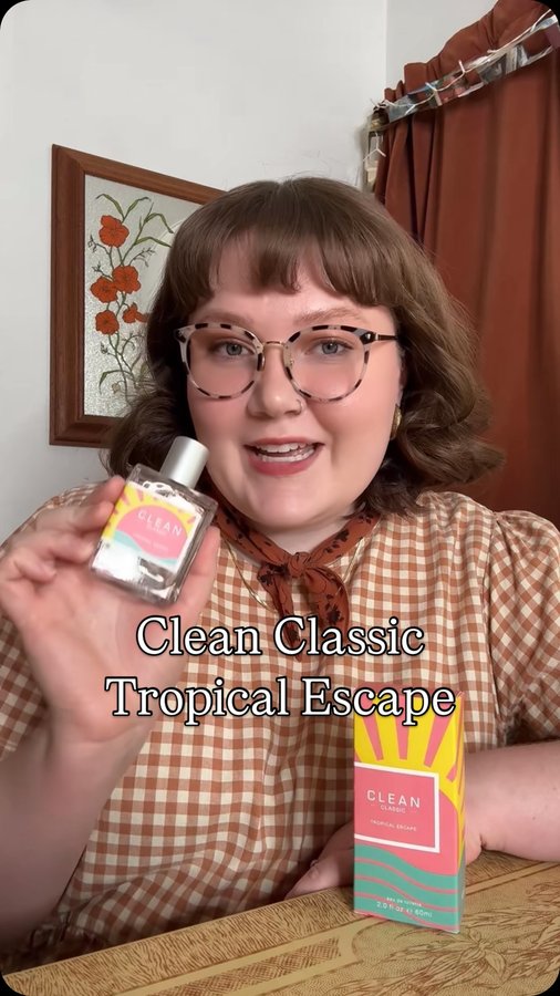 Instagram post by an influencer for Clean est. 2003. Caption reads: Tropical Escape from @cleanclassicperfume is just....