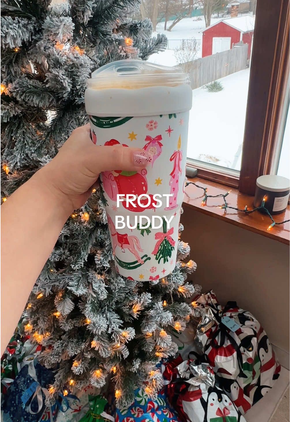 TikTok post by @seasonaldiariess for FrostBuddy. Caption reads: [...] ICE cold @Frost Buddy ❄️🎄✨ #frostbuddy....