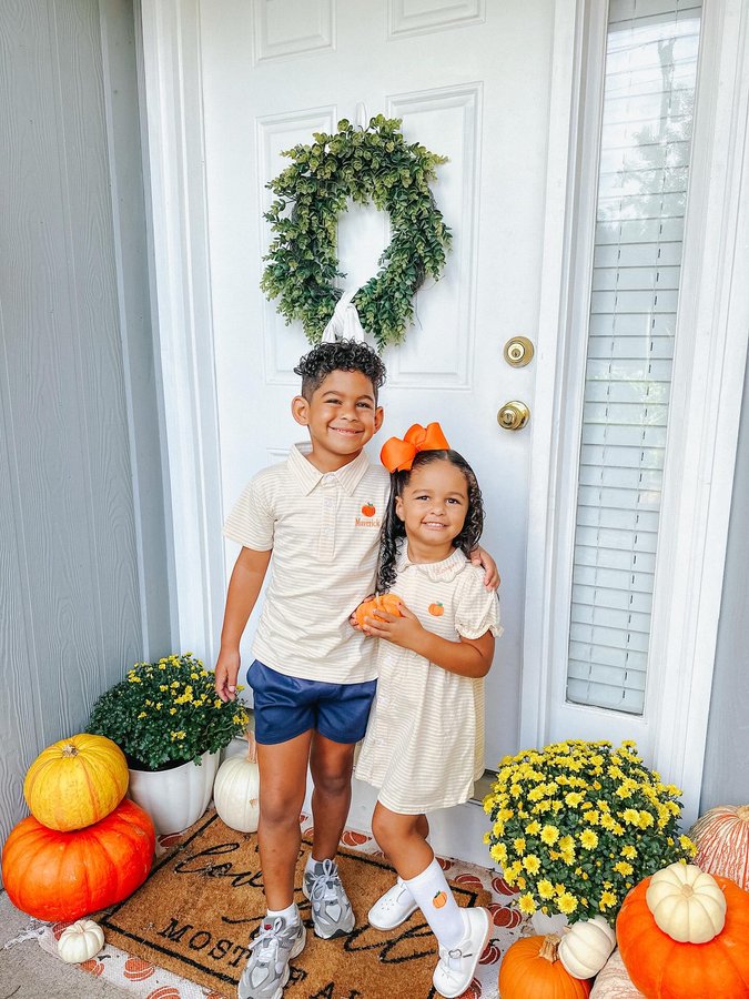 Instagram post by @baileetaylor for Classic Whimsy. Caption reads: Pumpkin patch ready thanks to @classicwhimsy 🎃....