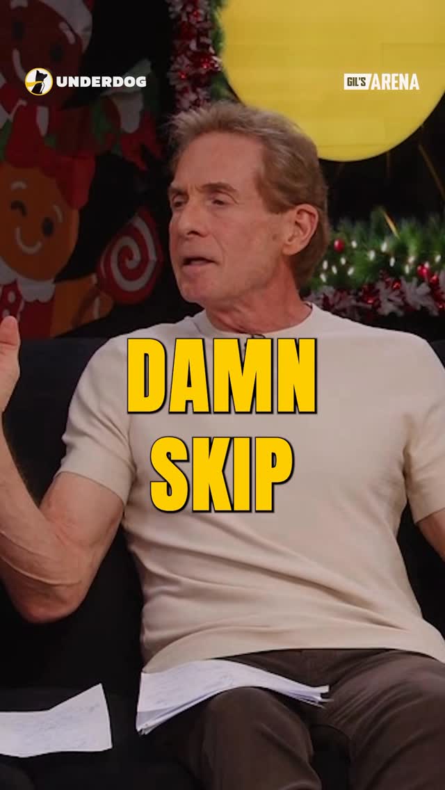 Instagram post by @skipbayless for Underdog Fantasy. Caption reads: Word to the wise: Don’t draft American 7-footers....