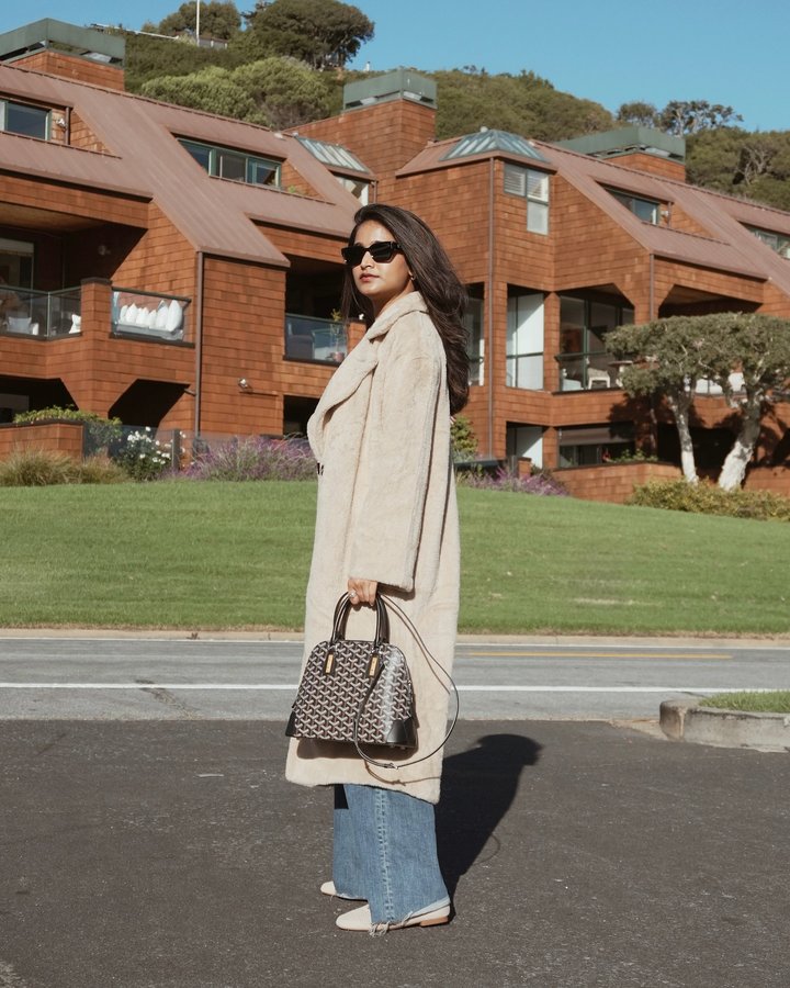 Instagram post by @_poojj for Sanctuary Clothing. Caption reads: The Fall Uniform 🍂 @sanctuaryclothing | ad.