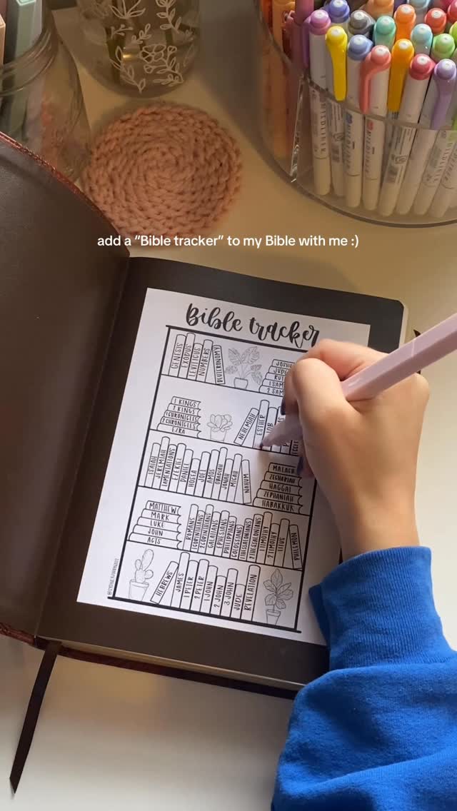 Instagram post by @thelovingbible for Mr. Pen. Caption reads: this Bible tracker is so cute & great to keep....