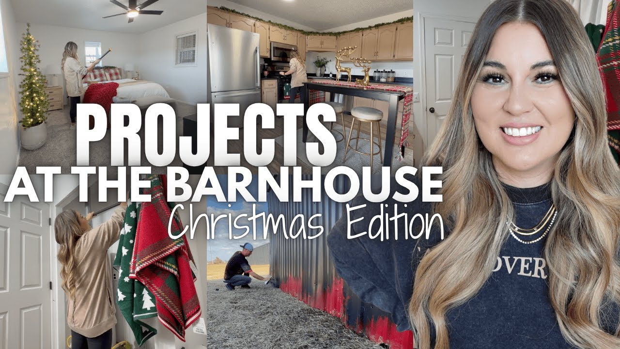 YouTube post by @TilVacuumDoUsPart for Boutique Rugs. Caption reads: CHRISTMAS DIY PROJECTS AT THE BARNHOUSE | GET IT....