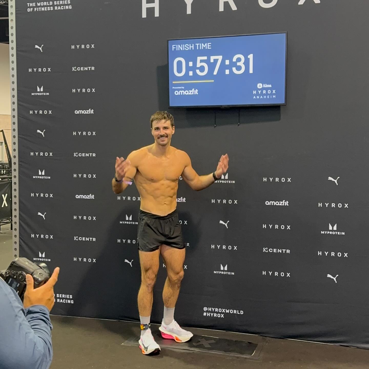 Instagram post by @jack.d_fitness for – Get Raw Nutrition. Caption reads: 🥇 Overall Men’s Pro Anaheim- 57:31.
The PR streak....