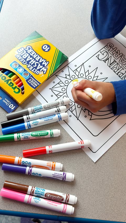 Instagram post by @myclassroomdiaries for Crayola. Caption reads: [...] stress about the mess when you’re using....