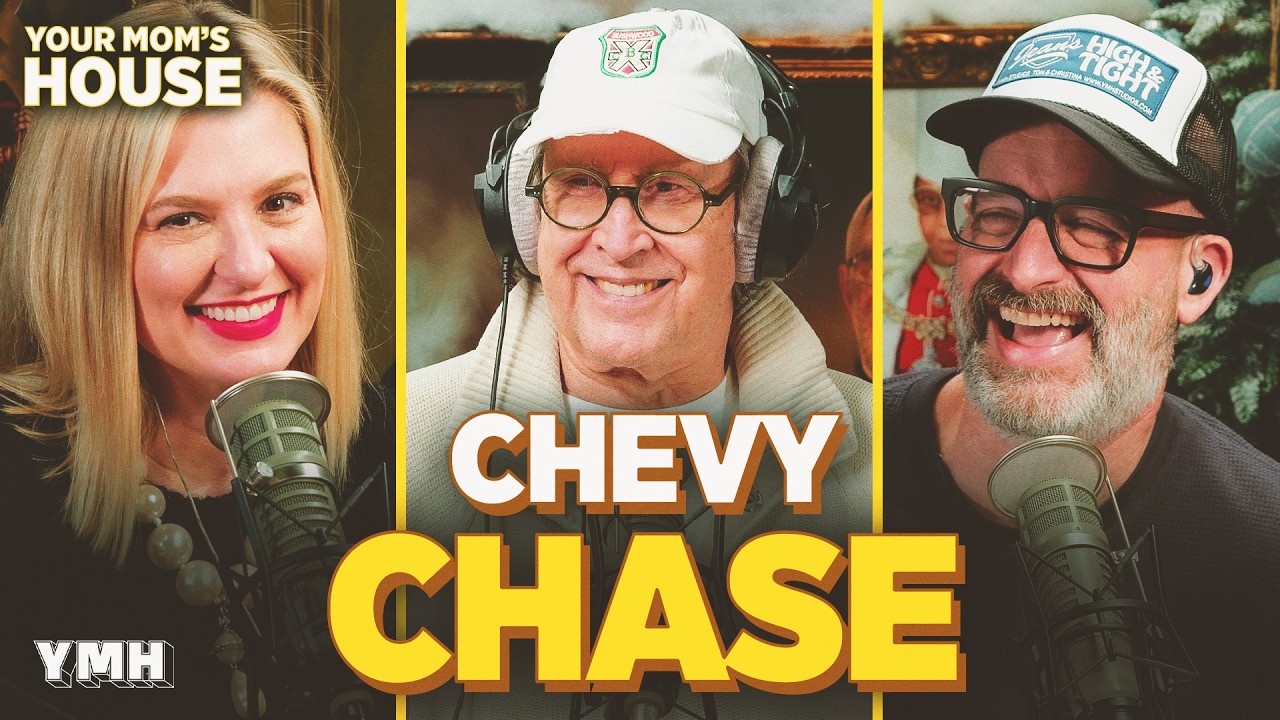 YouTube post by @YMHStudios for hims. Caption reads: Jeans-Mas Vacation w/ Chevy Chase | Your Mom's....