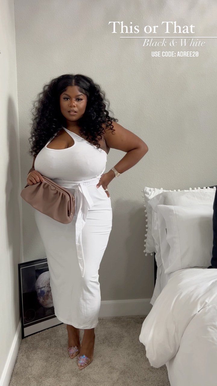 Instagram post by @itsreallyadree for REBDOLLS. Caption reads: #ad I’ve been OBSESSED with these dresses from....
