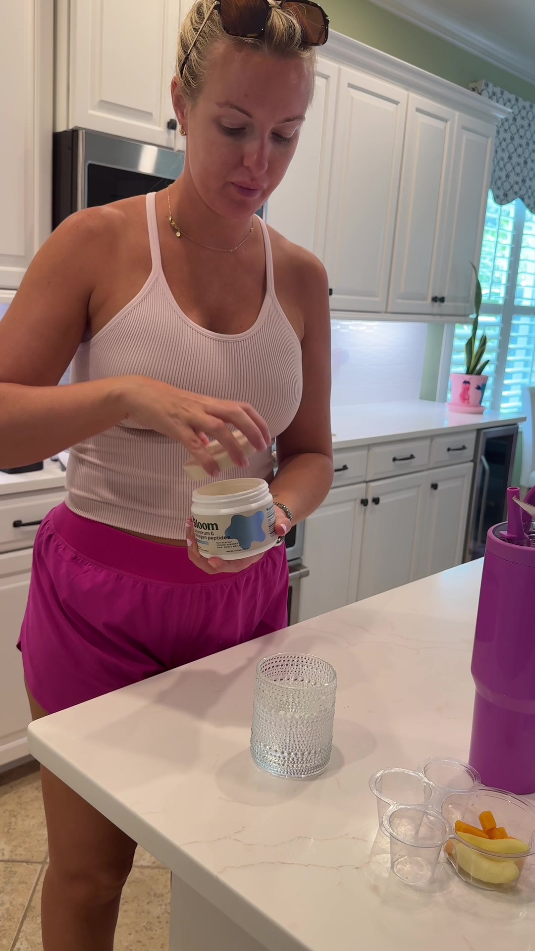TikTok post by @katelynkid for Bloom Nutrition. Caption reads: Spend the morning with me as a mom of twin....