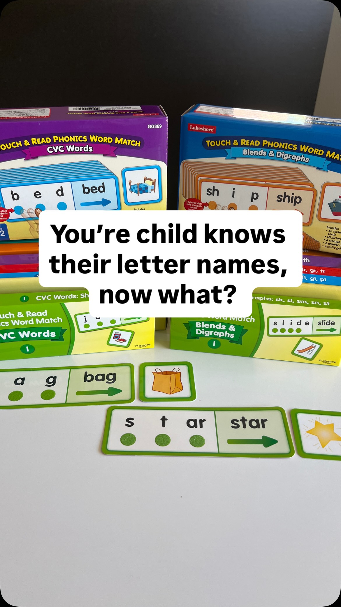 Instagram post by @outsidethetoybox for Lakeshore Learning. Caption reads: #ad My son misses the cutoff for kindergarten, so....