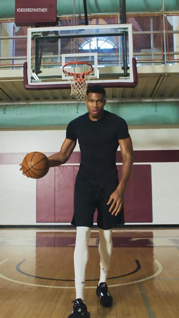 Instagram post by @giannis_an34 for Degree. Caption reads: Thanks @degree for asking me about my “tattoos”.....