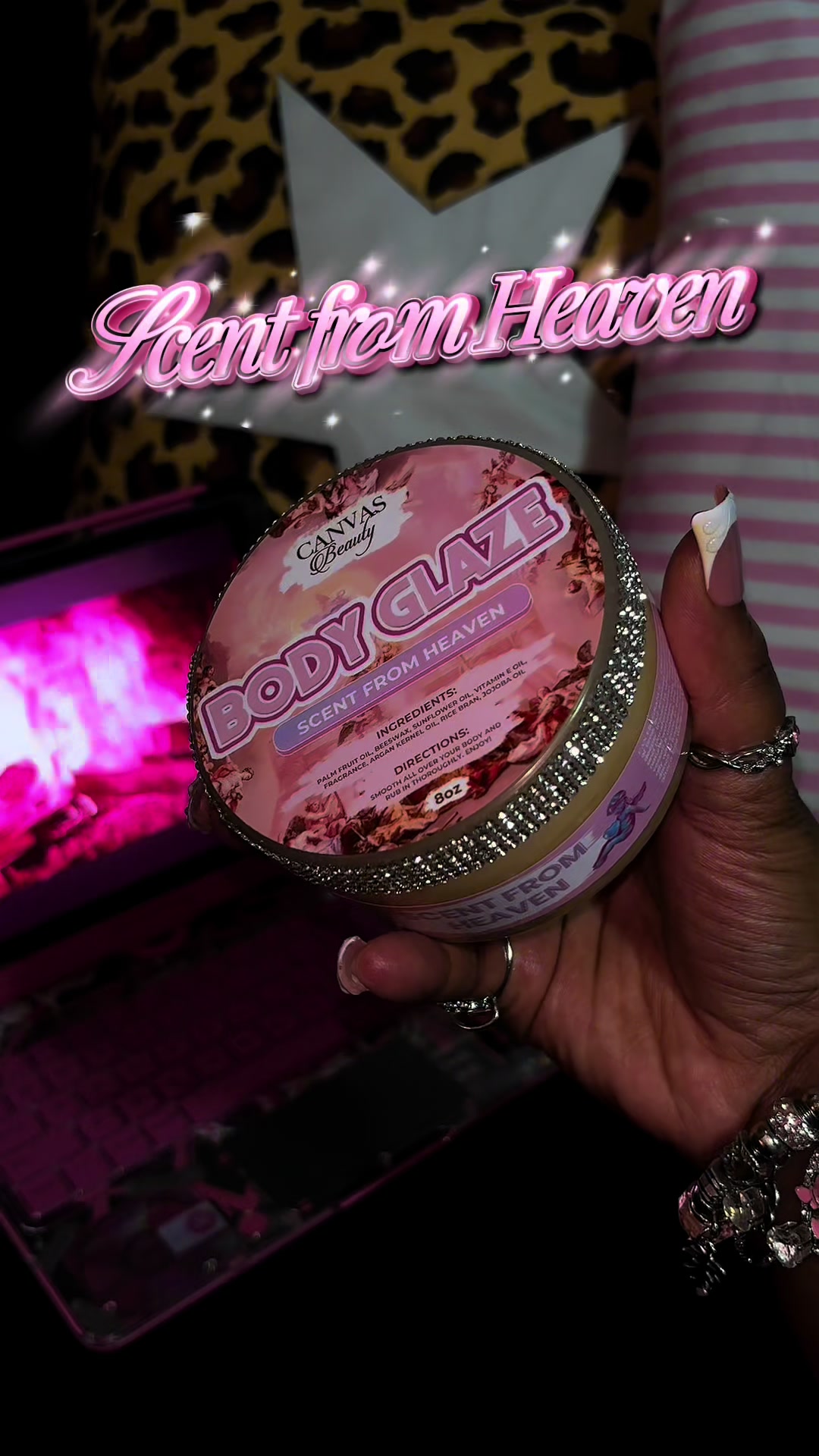 TikTok post by @deyj_loaf for Canvas Beauty Brand. Caption reads: [...] a scent from heaven! 😍😍 @CANVAS BEAUTY....