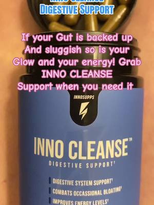 TikTok post by @heatherlivingingratitude for Inno Supps. Caption reads: @Inno Supps ⚡️ INNO CLEANSE DIGESTIVE SUPPORT when....