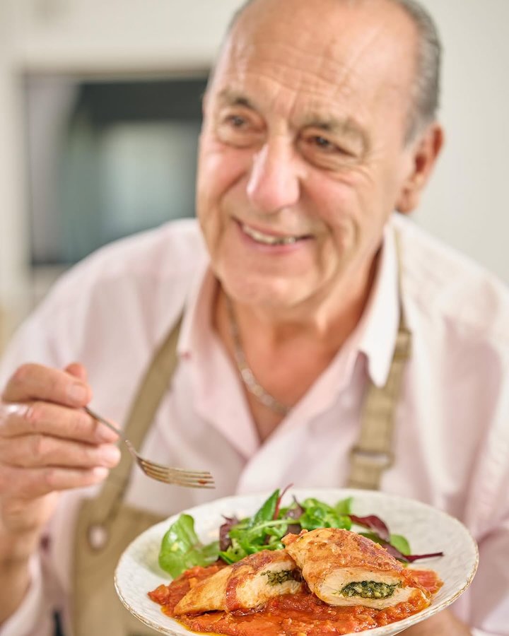 Instagram post by @gennarocontaldo for Parmigiano Reggiano. Caption reads: Hi lovely people! Did you know the rind of....