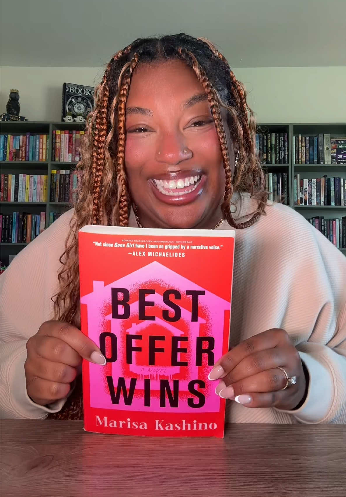 TikTok post by @whereismylibrarycard for Celadon Books. Caption reads: [...] Wins by Marisa Kashino is out now! @Celadon....