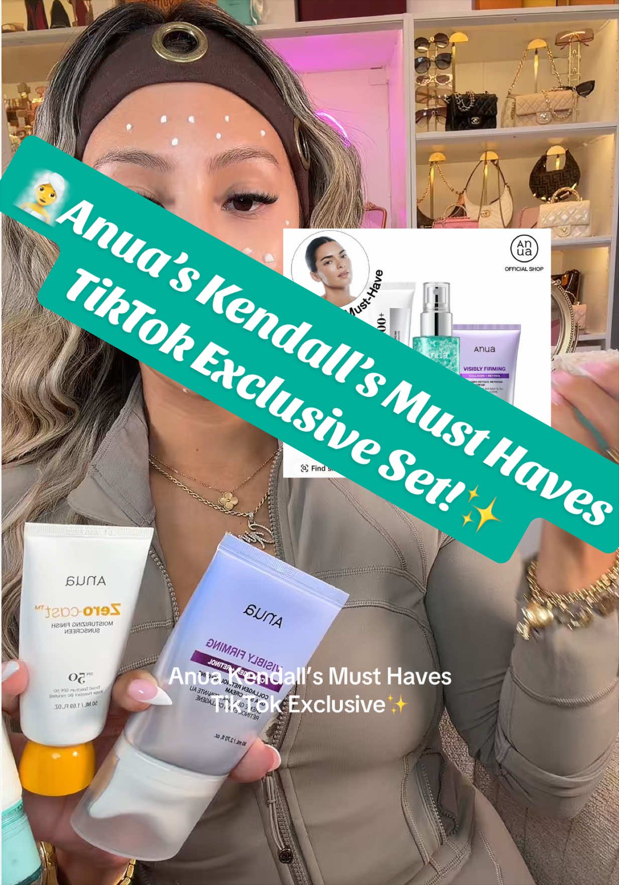 TikTok post by @giniglow for Anua Store US. Caption reads: [...] testimony. Results may vary. @Anua Store US....