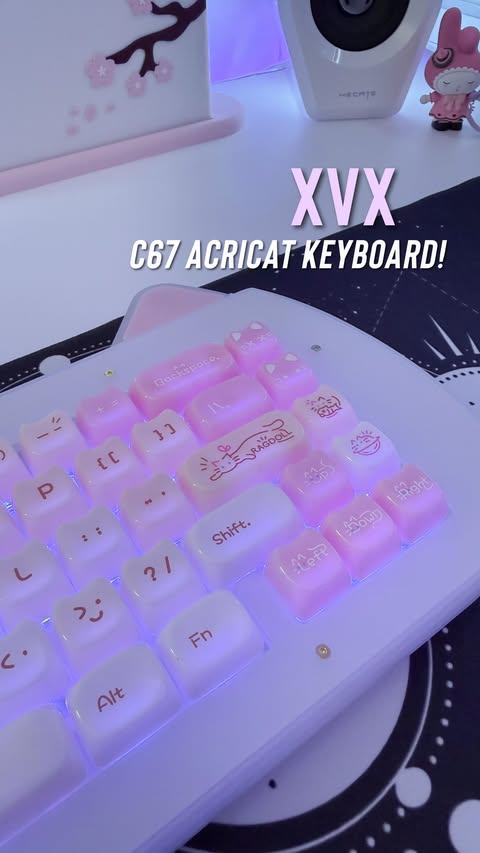 Instagram post by an influencer for XVX Keyboard. Caption reads: Oh my gosh this keyboard is sooooo pretty! The....