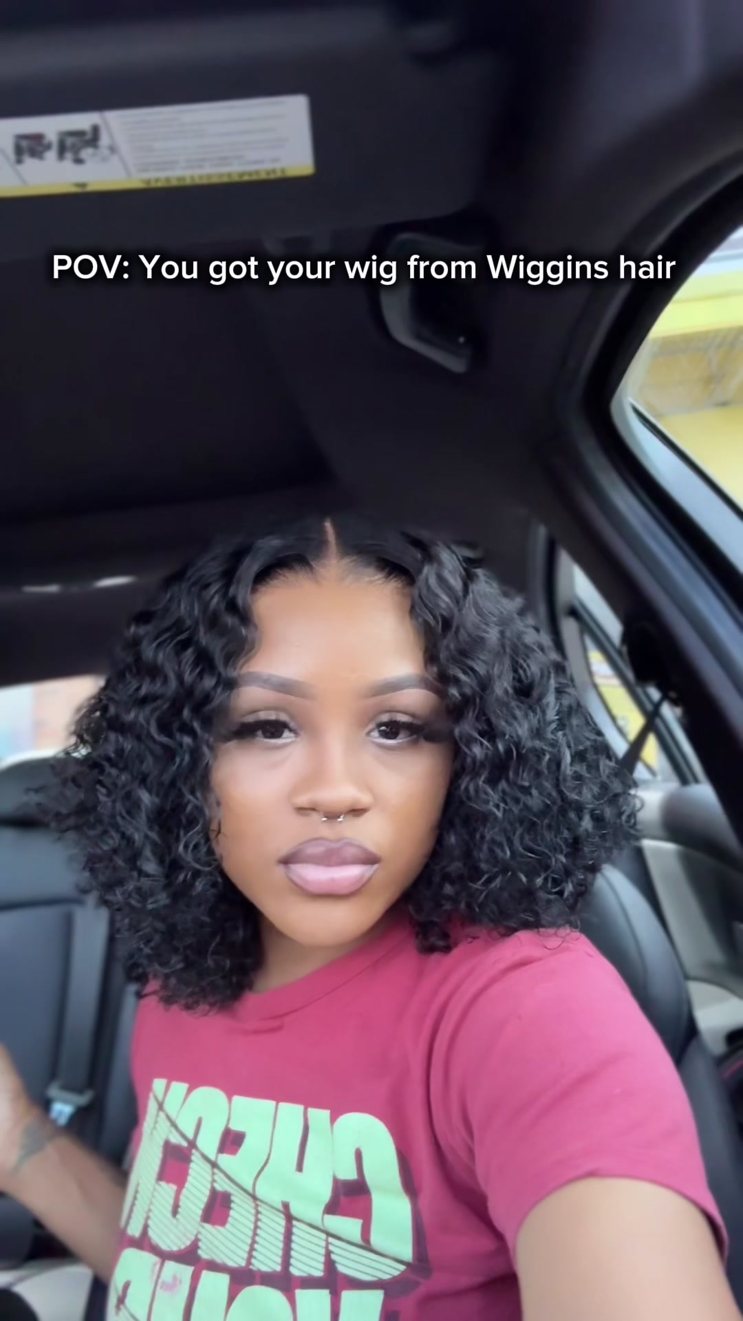 TikTok post by @kbthebrandllc for Wiggins Hair. Caption reads: Hair from @Wigginshair_shop @WIGGINS__HAIR 💕💕....