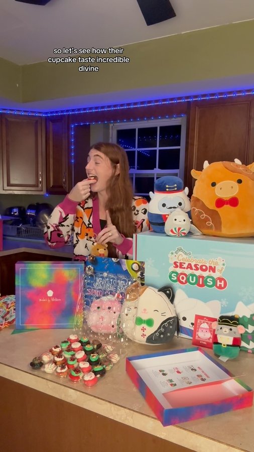 Instagram post by @danisquishie for Baked by Melissa. Caption reads: Partnership with Squishmallows and Baked by....