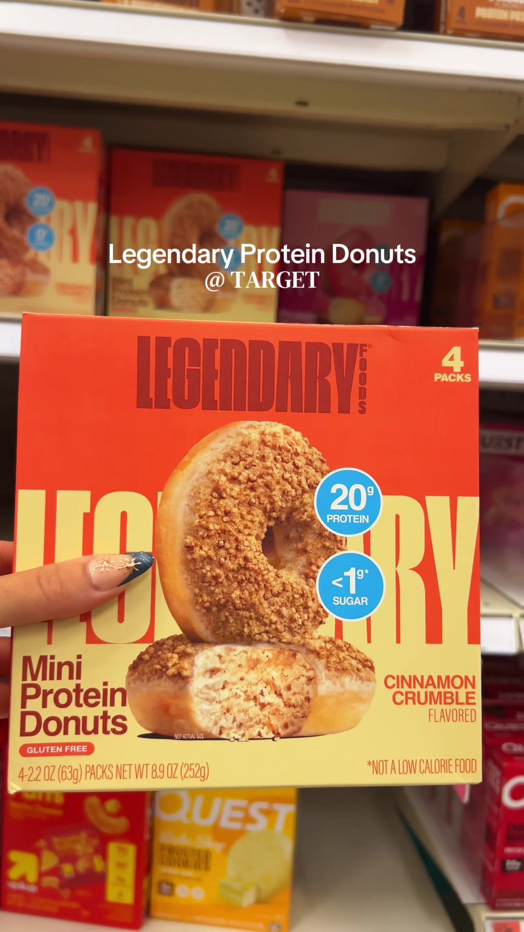 TikTok post by @mia.taylor8 for Legendary Foods. Caption reads: Trying @Legendary Foods Protein Donuts from....
