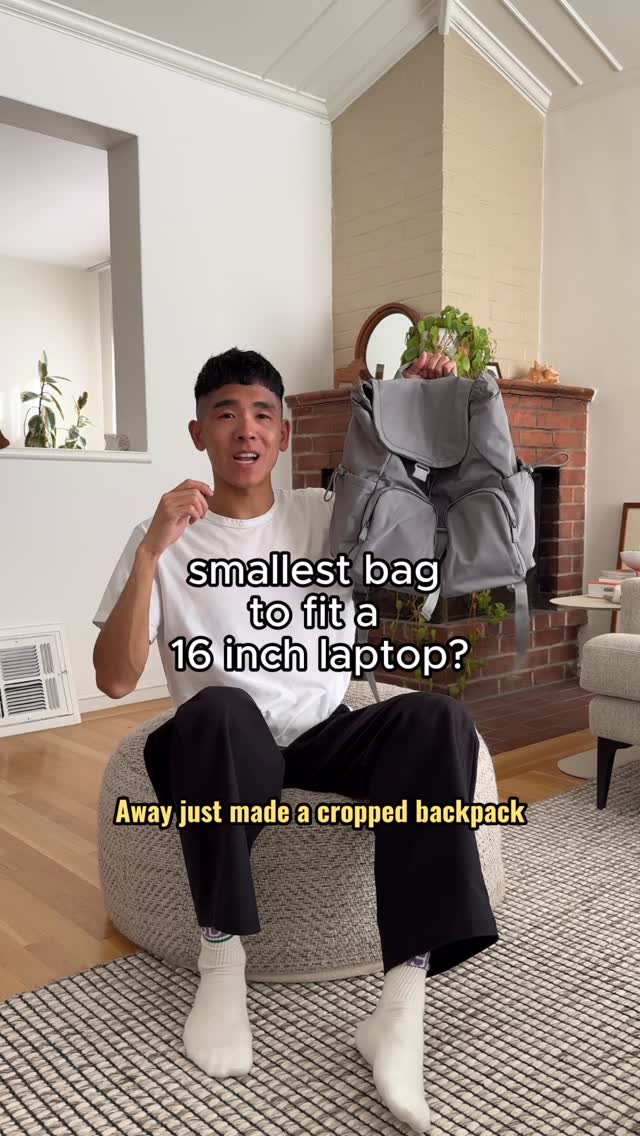 Instagram post by @andrewpolo_ for Away. Caption reads: [...] as a cropped backpack, right? @away....