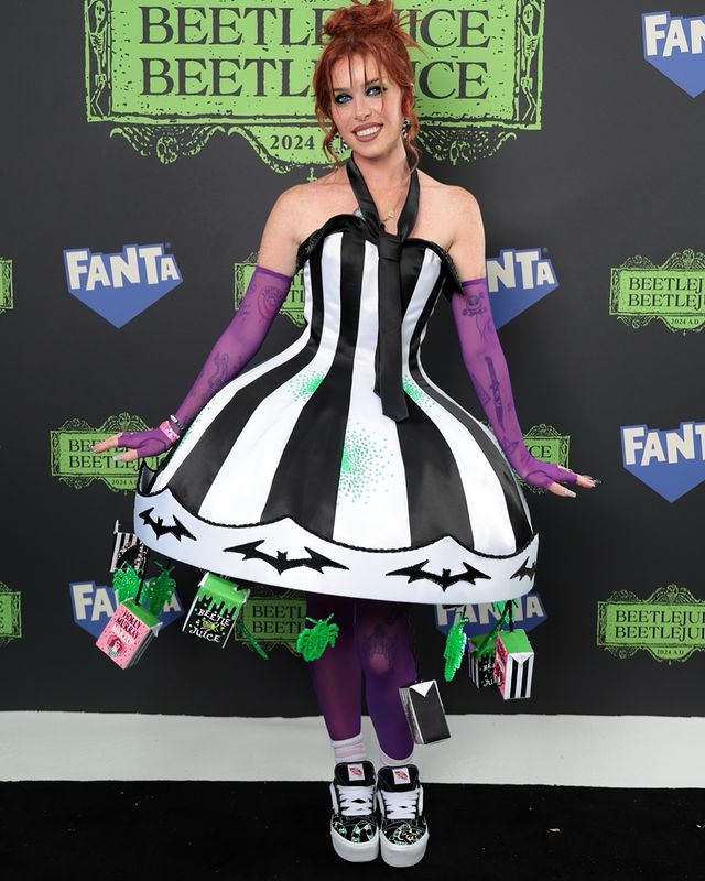 Instagram post by @hollymurraymakeup for Tatty Devine. Caption reads: BEETLEJUICE BEETLEJUICE! 😱 Thank you so much....