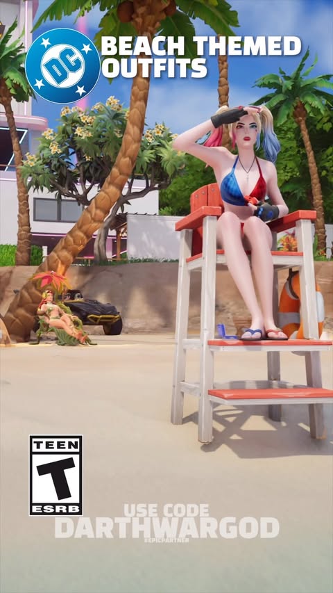 Instagram post by @darthwargod for DC. Caption reads: Hot Bat Summer 🏖️ @dcofficial Beach Theme out now....