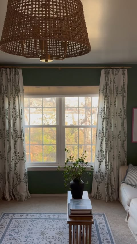 Instagram post by @ruefer.heartandhome for Twopagescurtains. Caption reads: ✨✨I’m sharing a room that has never been posted on....