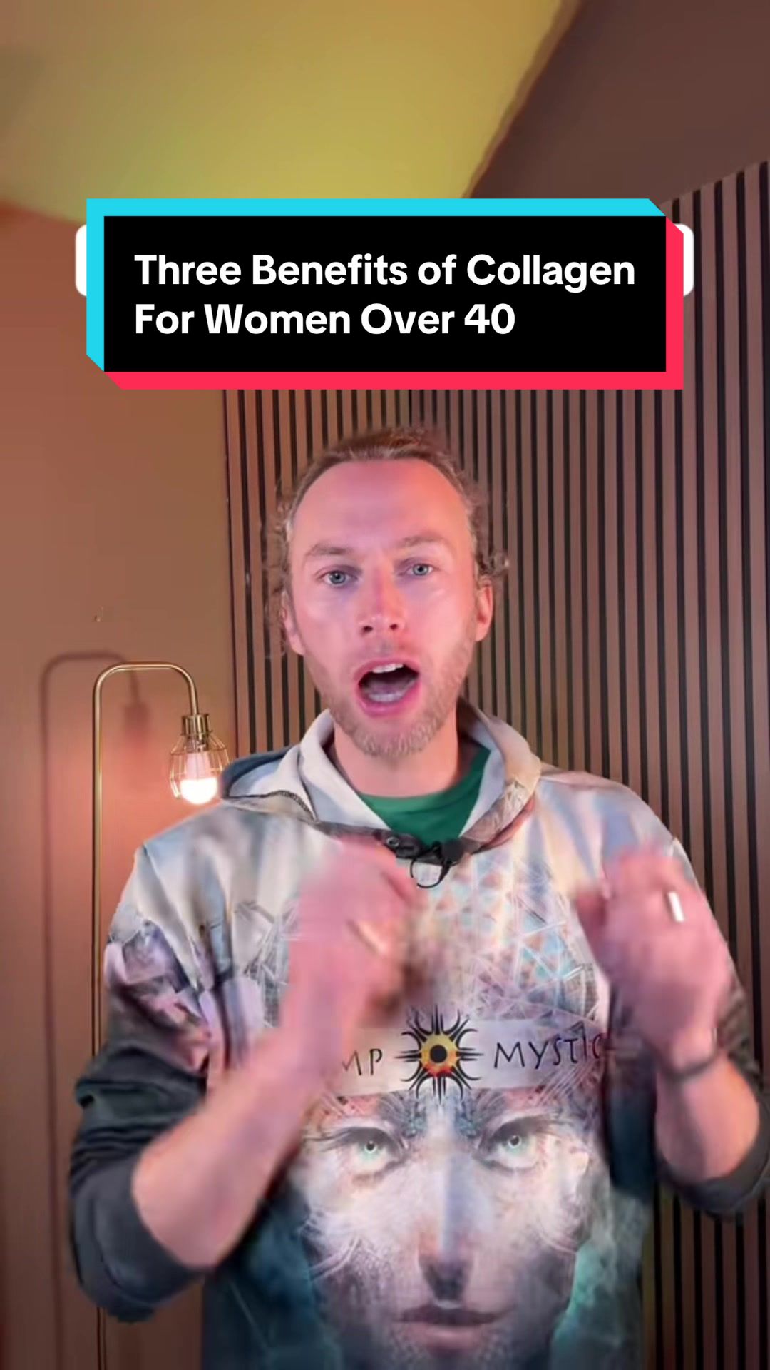 TikTok post by @robertwblove for Micro Ingredients. Caption reads: Three Benefits of Collagen for Women over 40.....