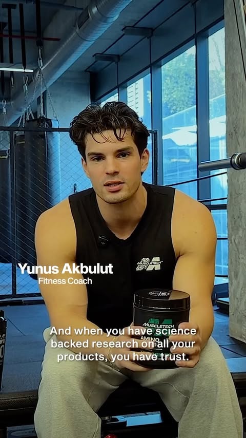 Instagram post by @yunus.akina for MuscleTech. Caption reads: This is why I trust @muscletech every single day....