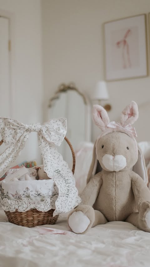 Instagram post by @bayliss.storybook for Pottery Barn Kids. Caption reads: [...] Basket Ideas for the girlies with....