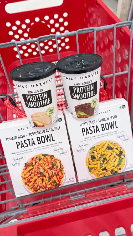 Instagram post by @targettherapy for DAILY HARVEST. Caption reads: Spotted something new in the freezer aisle @target....