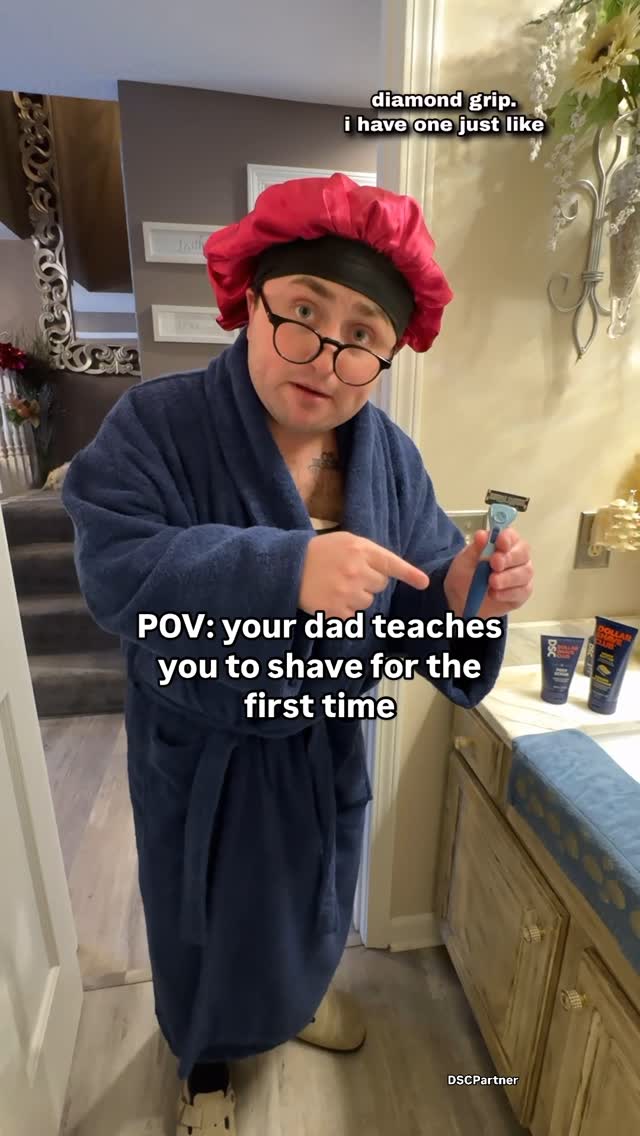 Instagram post by @steven.tirone for Dollar Shave Club. Caption reads: Dad wants to welcome you to the official club for....