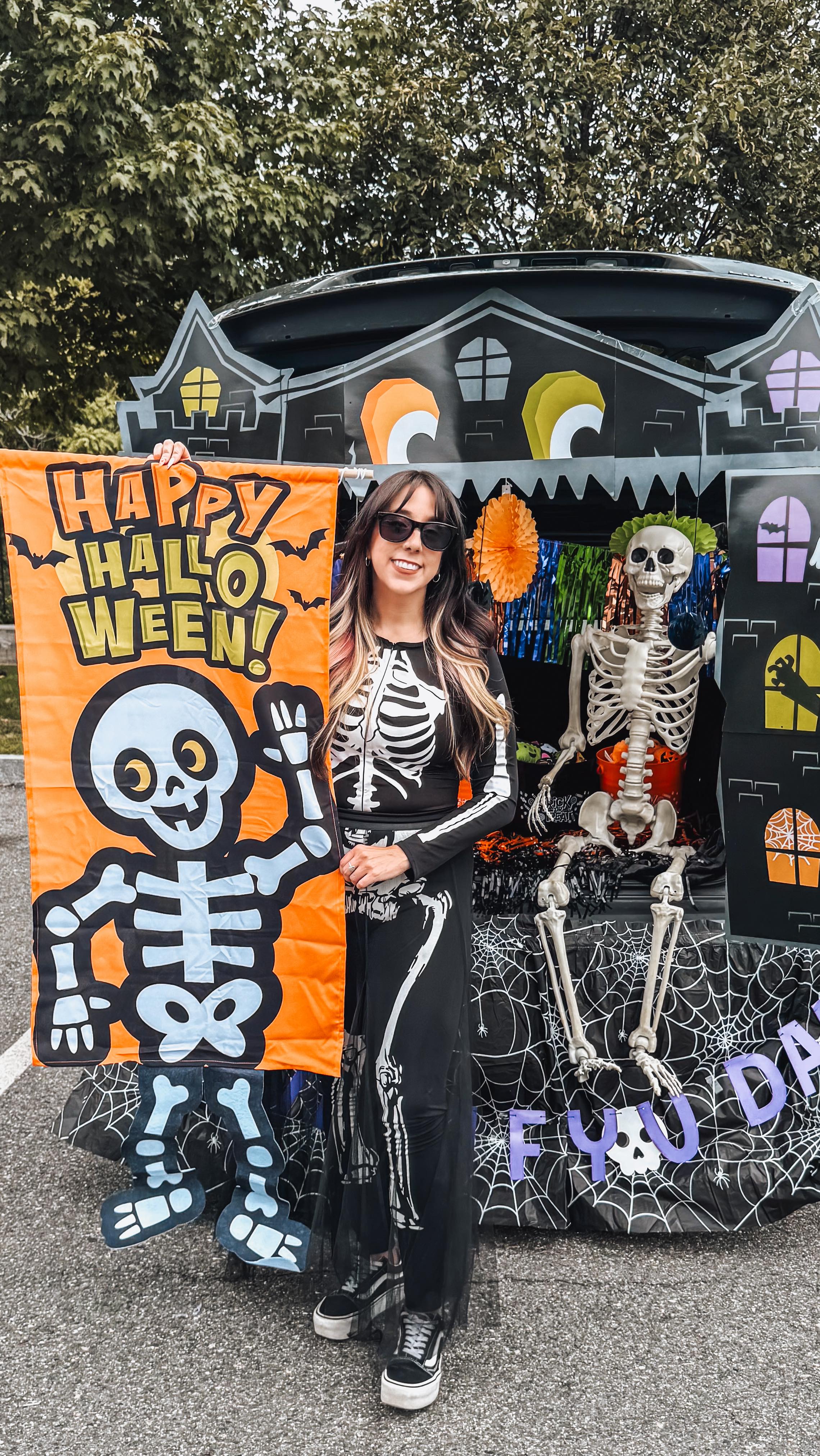 Instagram post by @halloweenhappy for Oriental Trading. Caption reads: Have you ever turned your car into a haunted house....