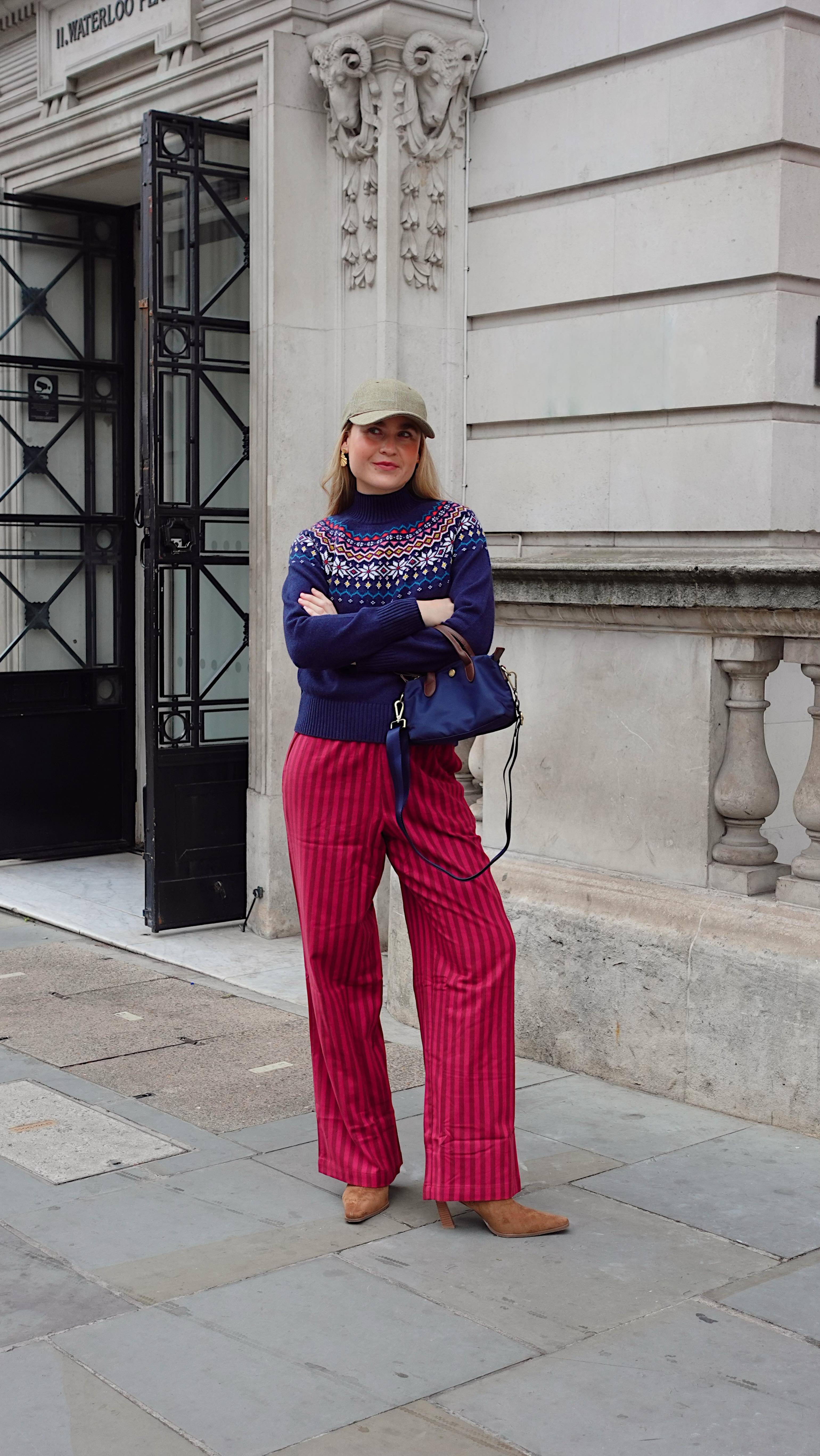 Instagram post by @elinorcharlotte for Joules. Caption reads: Ad Cosy London outfits with @joules makes winter....