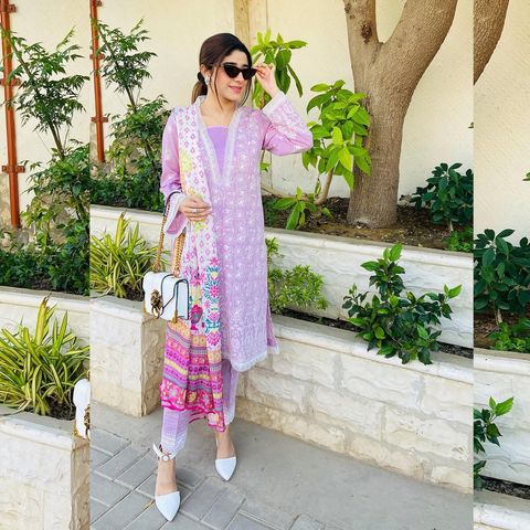 Instagram post by @rubabfurqan_ for ZELLBURY. Caption reads: [...] chickenkari 3 piece lawn outfits from....