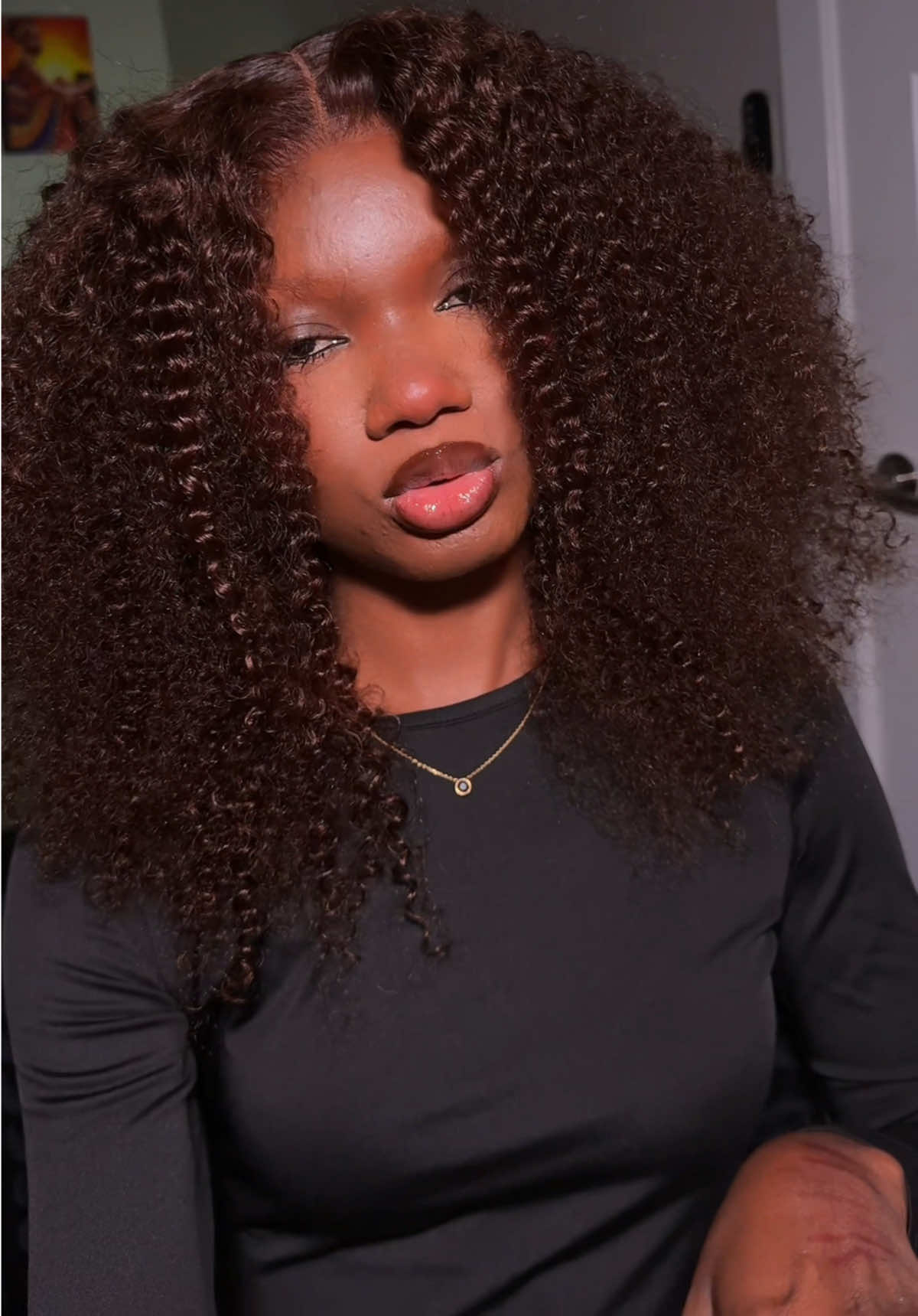 TikTok post by @mercirella1 for Forgirl Forever Wig. Caption reads: The 🤎Brown Hair is talking 🤭,18inch chocolate,....